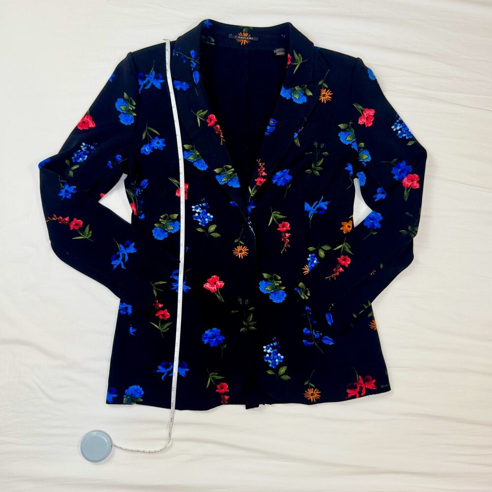 Tahari Floral Blazer Jacket Women’s 4 Black Floral Career Office Siren Botanical - Picture 4 of 16